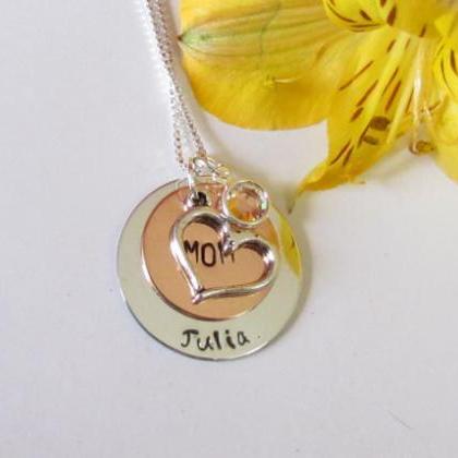 Moms Heart Necklace - Personalized Jewelry