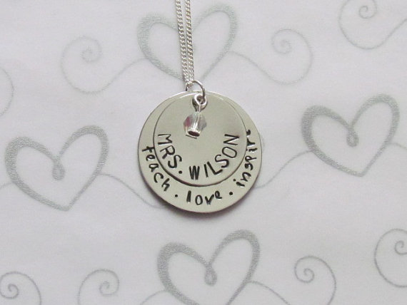 Teacher Necklace -personalized Jewelry - Teach Love Inspire
